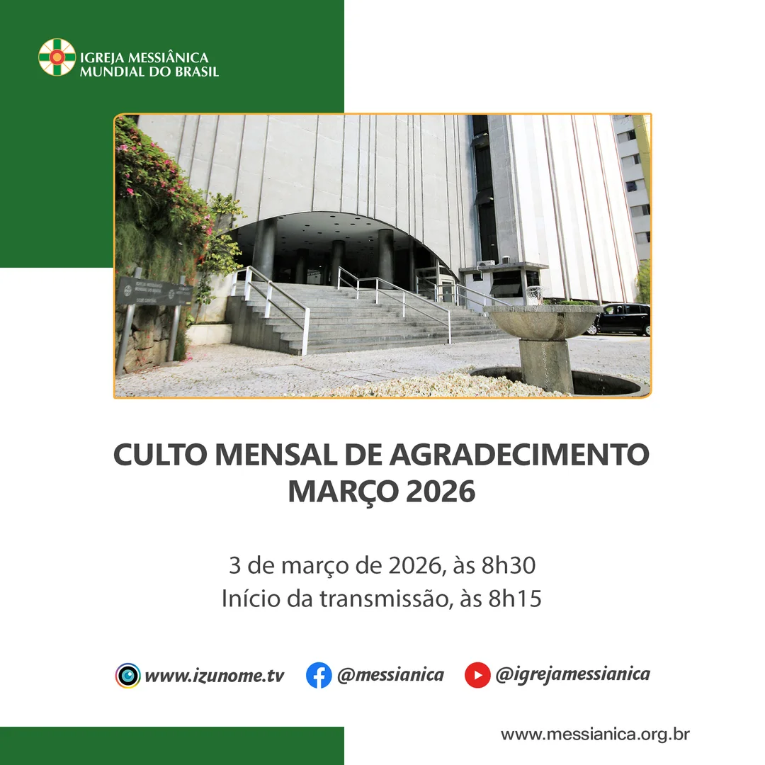 Banner do Culto Mensal de Agradecimento de Março da Sede Central