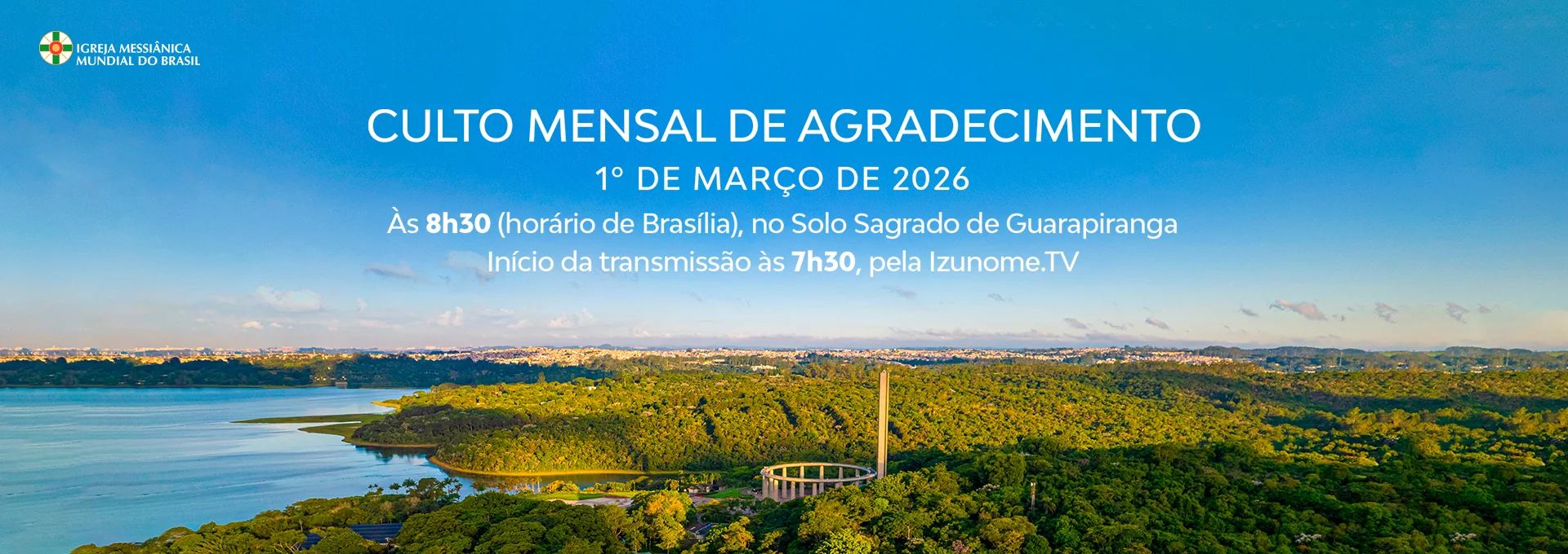 Banner do Culto Mensal de Agradecimento de Março de 2026
