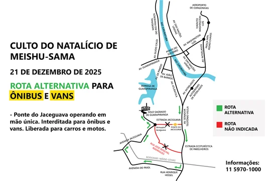 Capa do post “Rota alternativa para o Culto do Natalício de Meishu-Sama”.