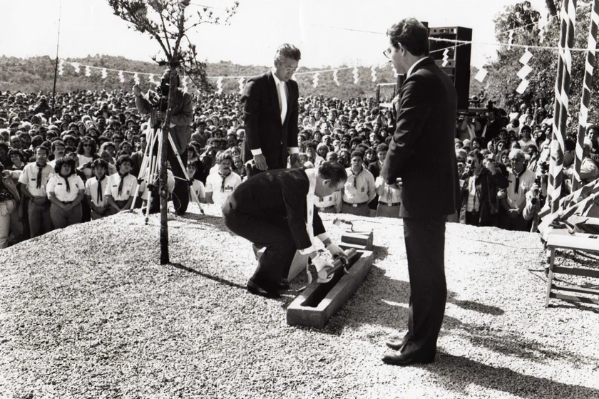 Membros dedicando no paisagismo