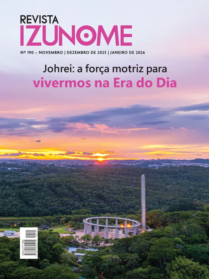 Capa da Revista Izunome, edição 190 com o título “Johrei: a força motriz para vivermos na Era do Dia”.