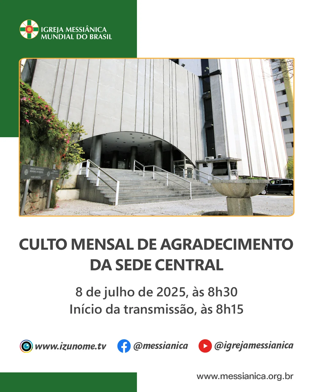 Capa do vídeo “Culto Mensal de Agradecimento de julho | Sede Central - 08/07/2025”