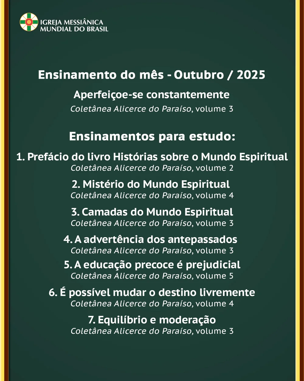 Capa do vídeo “Estudo dos Ensinamentos para o mês de Outubro de 2025 - IMMB”