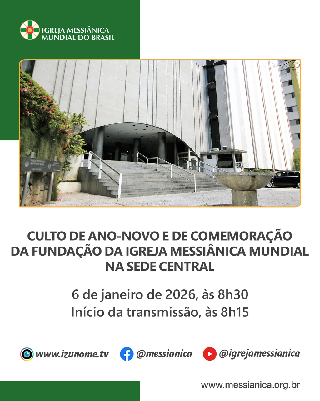 Capa do vídeo “Culto de Ano-Novo e de Comemoração da Fundação da IMM | Sede Central - 06/01/2026”